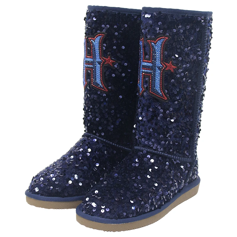 Women's Cuce Navy Houston Texans Tall Sequin Boots