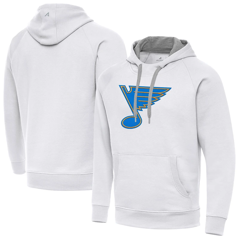 Men's Antigua White St. Louis Blues Victory Pullover Hoodie