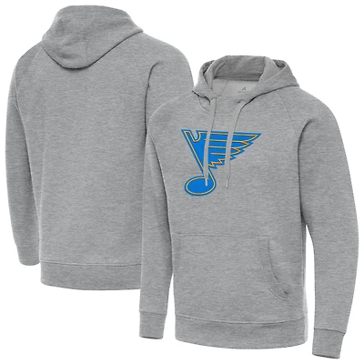 Men's Antigua Heather Gray St. Louis Blues Victory Pullover Hoodie