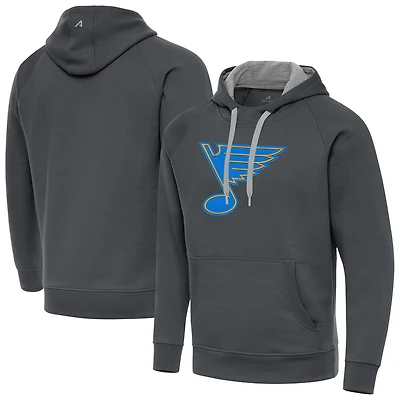 Men's Antigua Charcoal St. Louis Blues Victory Pullover Hoodie