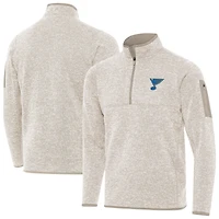 Men's Antigua Oatmeal St. Louis Blues Fortune Quarter-Zip Pullover Jacket