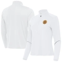 Women's Antigua White Boston Bruins Tribute Half-Zip Pullover