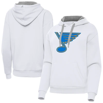 Women's Antigua White St. Louis Blues Victory Pullover Hoodie