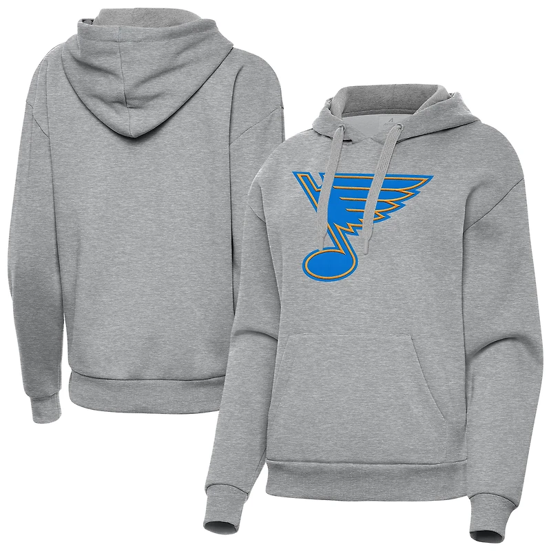 Women's Antigua Heather Gray St. Louis Blues Victory Pullover Hoodie