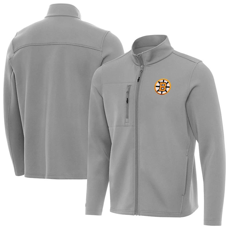 Men's Antigua Boston Bruins Objection Double-Brushed Full-Zip Jacket