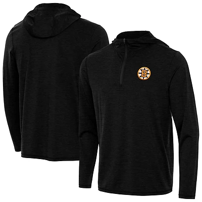 Men's Antigua Heather Boston Bruins Tidy Quarter-Zip Hoodie
