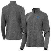 Men's Antigua Heather St. Louis Blues Mentor Long Sleeve Quarter-Zip Mock Polo