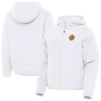 Women's Antigua White Boston Bruins Raglan Universe Full-Zip Hooded Jacket