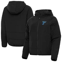 Women's Antigua Black St. Louis Blues Raglan Universe Full-Zip Hooded Jacket