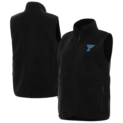 Women's Antigua Black St. Louis Blues Nostalgic Full-Zip Vest