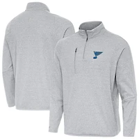 Men's Antigua Heather St. Louis Blues Certain Tri-Blend Quarter-Zip Top