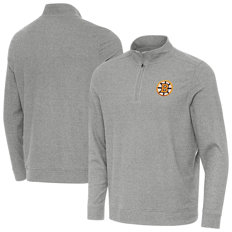 Men's Antigua Heather Boston Bruins Subtle Quarter-Zip Sweatshirt