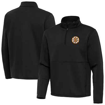 Men's Antigua Black Boston Bruins Twist Quarter-Zip Pullover Jacket