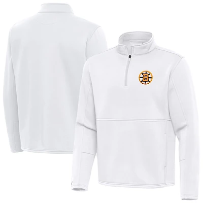 Men's Antigua White Boston Bruins Twist Quarter-Zip Pullover Jacket