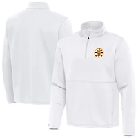 Men's Antigua White Boston Bruins Twist Quarter-Zip Pullover Jacket