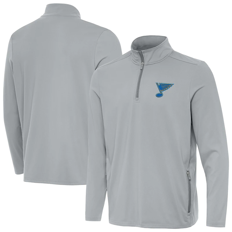 Men's Antigua Gray St. Louis Blues Perilous Quarter-Zip Sweatshirt
