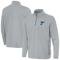 Men's Antigua Gray St. Louis Blues Perilous Quarter-Zip Sweatshirt