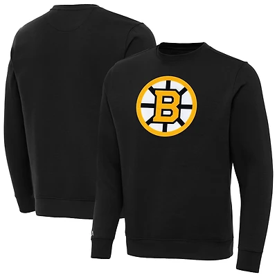 Men's Antigua Black Boston Bruins Victory Pullover Sweatshirt