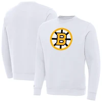 Men's Antigua White Boston Bruins Victory Pullover Sweatshirt
