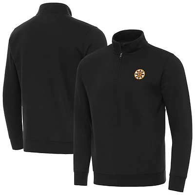 Men's Antigua Black Boston Bruins Victory Quarter-Zip Pullover Top