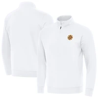 Men's Antigua White Boston Bruins Victory Quarter-Zip Pullover Top