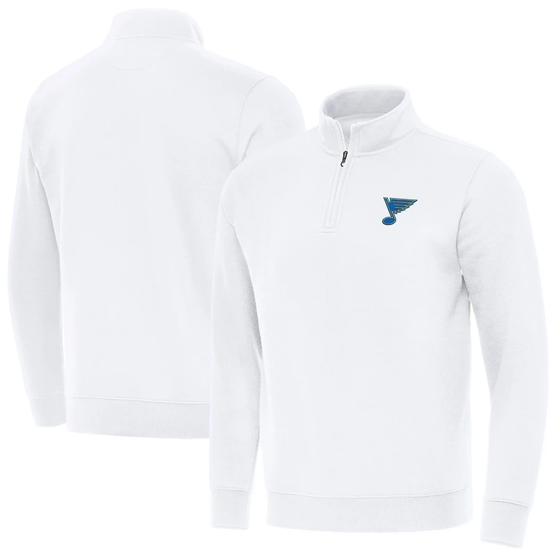 Men's Antigua White St. Louis Blues Victory Quarter-Zip Pullover Top