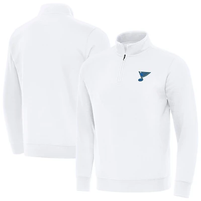Men's Antigua White St. Louis Blues Victory Quarter-Zip Pullover Top