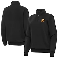 Women's Antigua Black Boston Bruins Victory Quarter-Zip Pullover Top