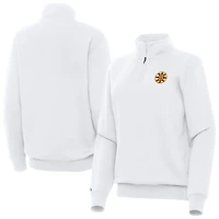 Women's Antigua White Boston Bruins Victory Quarter-Zip Pullover Top