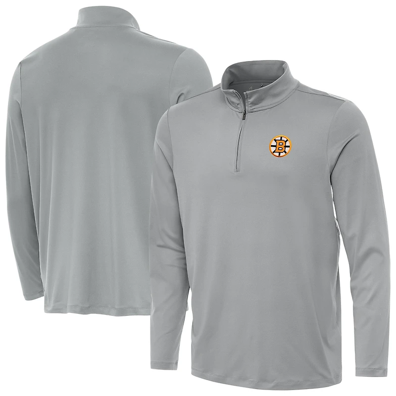 Men's Antigua Gray Boston Bruins Reprocess Quarter-Zip Pullover