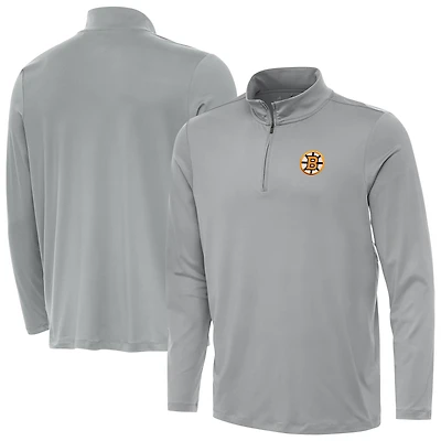 Men's Antigua Gray Boston Bruins Reprocess Quarter-Zip Pullover