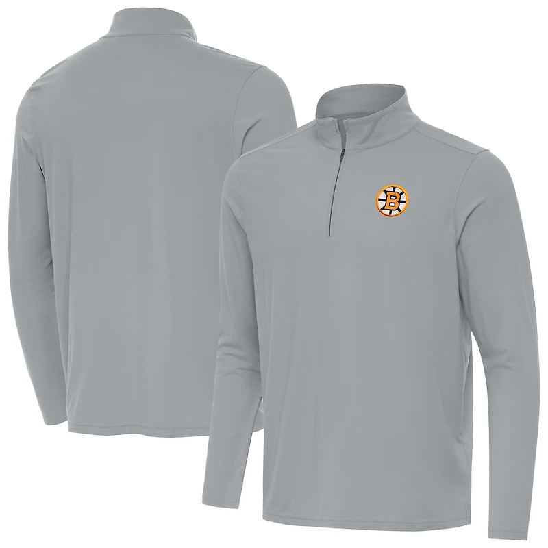 Men's Antigua Gray Boston Bruins Intent Quarter-Zip Top