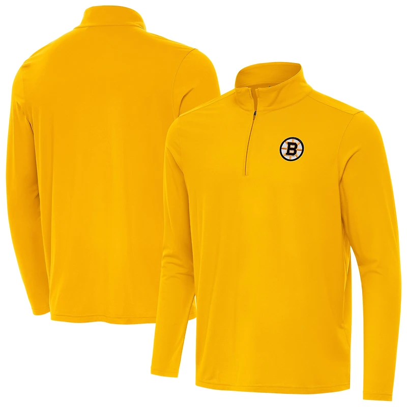 Men's Antigua Gold Boston Bruins Intent Quarter-Zip Top