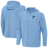 Men's Antigua Heather Blue St. Louis Blues Effortless Full-Zip Hoodie