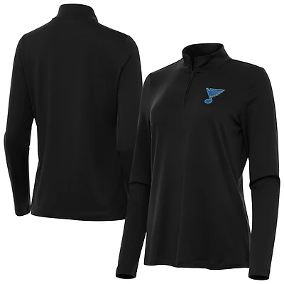 Women's Antigua Black St. Louis Blues Reprocess Quarter-Zip Pullover