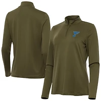 Women's Antigua Olive St. Louis Blues Reprocess Quarter-Zip Pullover