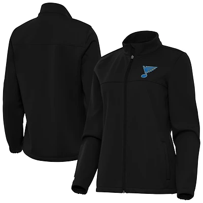 Women's Antigua Black St. Louis Blues Links Full-Zip Golf Jacket
