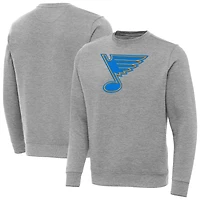 Men's Antigua Heather Gray St. Louis Blues Victory Tall Pullover Sweatshirt