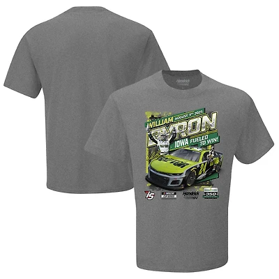 Men's Checkered Flag Sports Heather Charcoal William Byron 2025 Iowa Corn 350 Race Winner T-Shirt