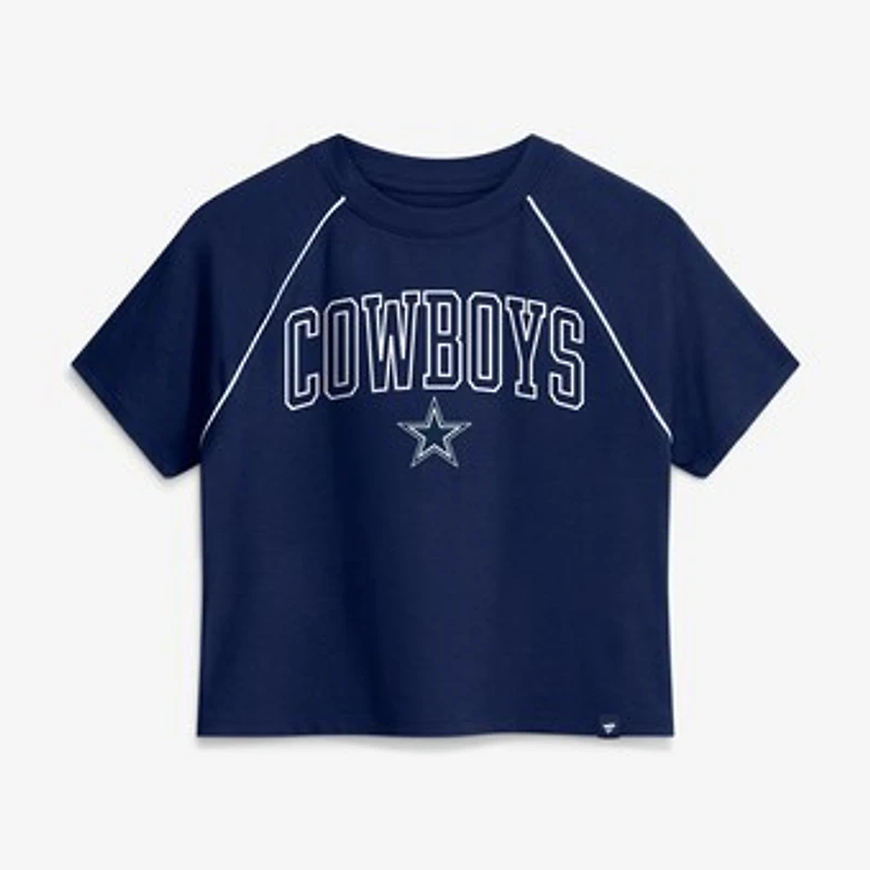 Women's Fanatics Navy Dallas Cowboys Offensive Scheme Raglan Tri-Blend Cropped Top