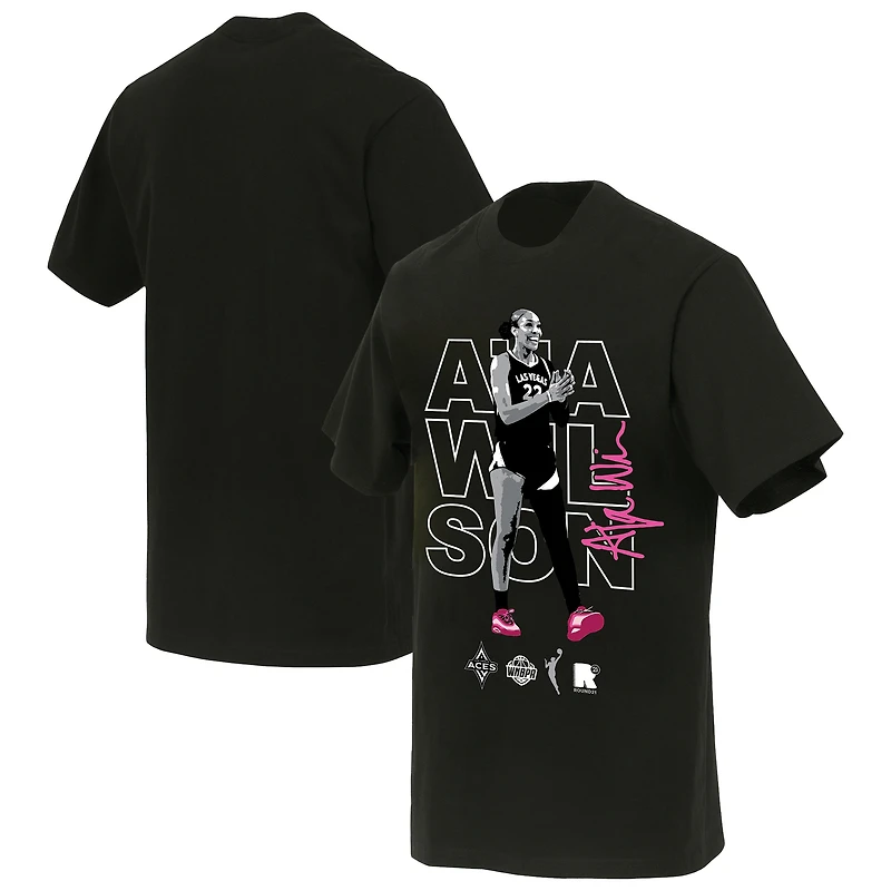 Unisex round21 A'ja Wilson Black Las Vegas Aces Poster T-Shirt