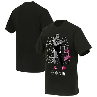Unisex round21 A'ja Wilson Black Las Vegas Aces Poster T-Shirt