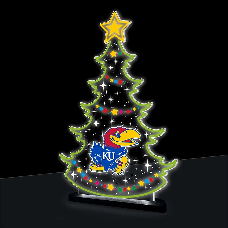 Kansas Jayhawks 10" LED Tabletop Christmas Tree Desklite Sign