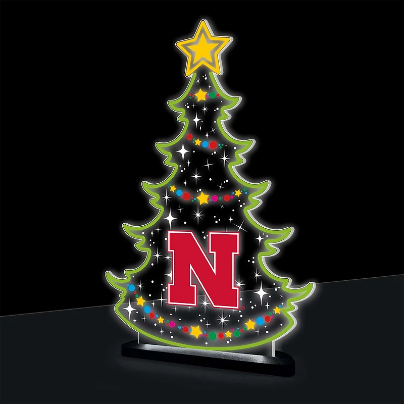 Nebraska Huskers 10" LED Tabletop Christmas Tree Desklite Sign