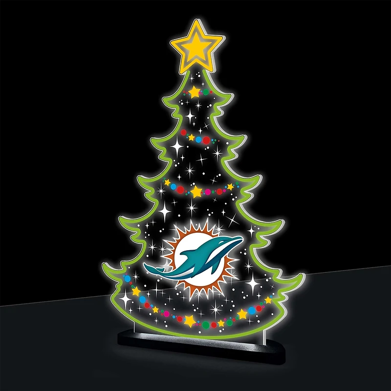 Miami Dolphins 10" LED Tabletop Christmas Tree Desklite Sign
