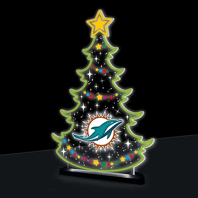 Miami Dolphins 10" LED Tabletop Christmas Tree Desklite Sign