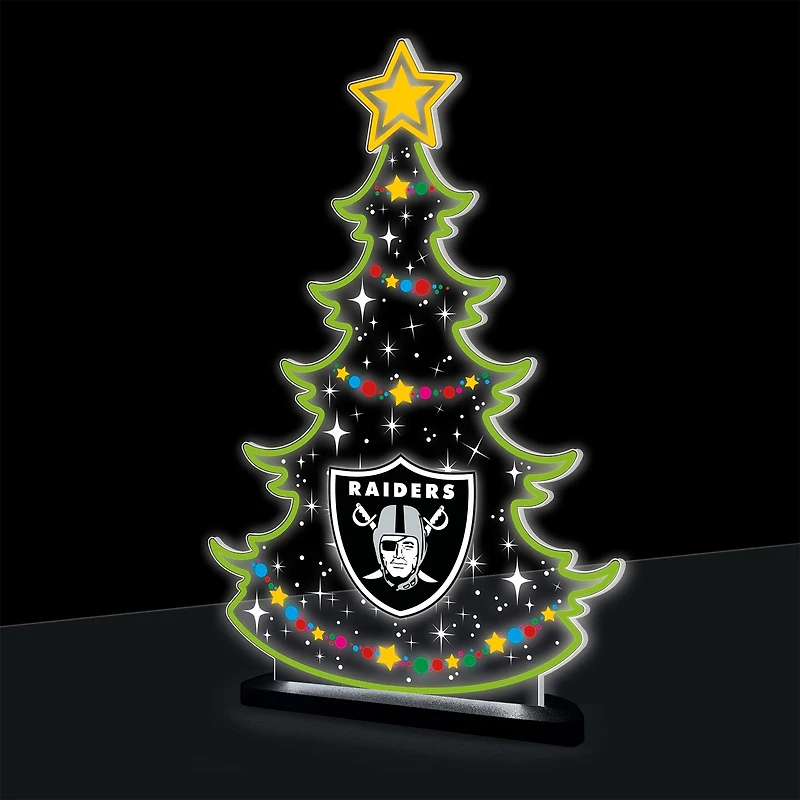 Las Vegas Raiders 10" LED Tabletop Christmas Tree Desklite Sign