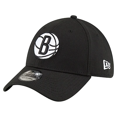 Men's New Era Black Brooklyn Nets Logo 39THIRTY Flex Hat