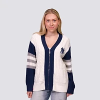 Women's Lusso Navy/White New York Yankees Shyla Knit V-Neck Full-Zip Sweater