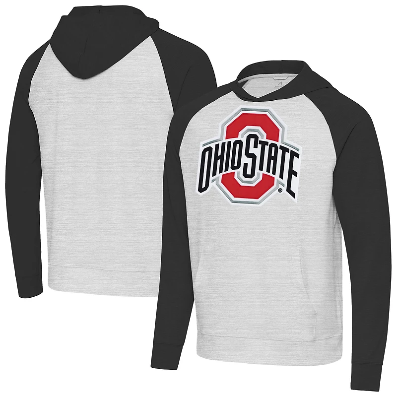 Men's Antigua Black/Heather Gray Ohio State Buckeyes Urgent Pullover Hoodie